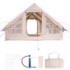 Inflatable Tents for Camping, 5-8 Person Easy Setup Blow up Tent with Hand Pump, 300D Oxford Glamping Tent with Stove Jack 2 Doors & 4 Mesh Windows,