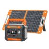 Portable Power Station 300W&Foldable Solar Panel, Li-Ion Battery Bank With AC/USB/DC Outputs, 230.88Wh Solar Generator For Camping with18V/60W Portab
