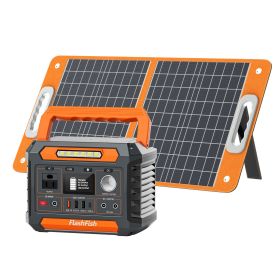 Portable Power Station 300W&Foldable Solar Panel, Li-Ion Battery Bank With AC/USB/DC Outputs, 230.88Wh Solar Generator For Camping with18V/60W Portab