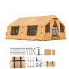 Inflatable Tents for Camping, 8-12 Person Easy Setup Blow up Tent with Hand Pump, 4 Season Luxury Glamping Tent with 2 Skylights, Canopy, Stove Jack,