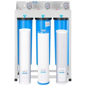 Whole House Water Filter System, 3-Stage | Sediment, PHO, CTO | 4.5" x 20" Home Water Purifier Filter Reduce Chlorine, Bad Taste, Odor, Rust