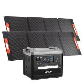 Portable Power Station, 2400W Portable Solar Generator with 2PCS * 200W Foldable Solar Panels