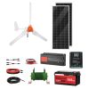 12V 600W Solar Wind Power Kit, 2PCS 100W Solar Panel + 400W Wind Turbine + 12.8V 100Ah LiFePO4 Battery + 1000W Power Inverter + MPPT Hybrid Controlle