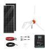 12V 400W Solar Wind Power Kit, 2PCS 100W Monocrystalline Solar Panels + 200W Wind Turbine + MPPT Wind/Solar Hybrid System Controller for Home RV Boat