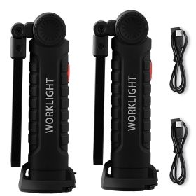 Rechargeable LED Work Light, 1200 mAh, Magnetic Mechanic Flashlight with Magnetic Base, 360° Rotation, 5 Lighting Modes, Foldable Grill Lamp for Mech