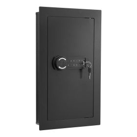 Wall Safe, 3-Tier Hidden Wall Mounted Safe with Password & Key, Q235 Cold-Rolled Steel In-Wall Box with LED Lighting