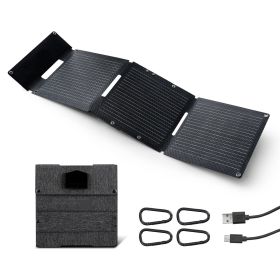 30W Foldable Solar Panel Charger, 16BB N-Type Monocrystalline Solar Panel 24% Efficiency, Ultra-Light Portable with USB-A, USB-A (QC3.0) & Type-C Por