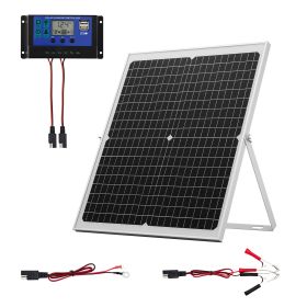 30W 12V Solar Panel Battery Charger, Solar Battery Trickle Charger Maintainer with Intelligent MPPT Controller & Adjustable Mount Bracket, IP67 Water