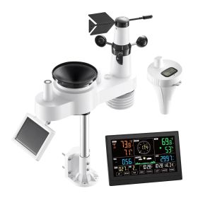 7-in-1 Wi-Fi Weather Station with APP, 7.5 in Display, Wireless Solar Powered Outdoor Sensor, with Pool Thermometer, Rain Gauge