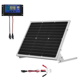 50W 12V Solar Battery Trickle Charger Maintainer, Mono Solar Panel Battery Charger with Upgraded MPPT Controller & Adjustable Mount Bracket, IP65 Wat