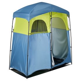 Camping Shower Tent, 2-Room Portable Privacy Tent Changing Room with Shower Bag, Ground Stakes, Ropes, Carry Bag, and Support Poles, 150D Oxford Fabr