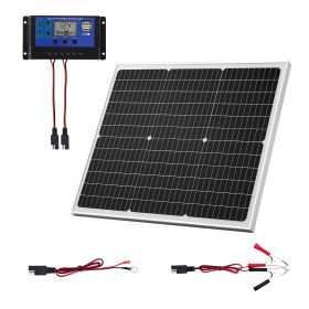 50W 12V Solar Battery Charger Maintainer, Mono Solar Panel Trickle Battery Charger with Upgraded MPPT Controller, IP65 Waterproof for Car Boat RV Tra