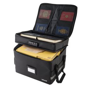 Fireproof Document Box, 1832 Fahrenheit Heat Insulated Fireproof & Waterproof Box with Lock, Portable Two-Layer File Storage Organizer Home Trave