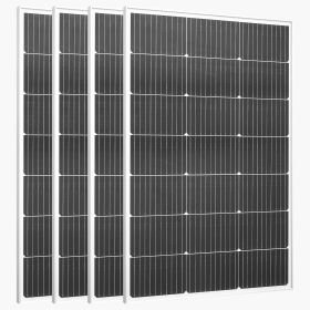 4PCS 100W Monocrystalline Solar Panels, 23% High-Efficiency Mono PV Module with Stable MC4 Output & Aluminum Frame, IP65 Waterproof Solar Panel for C