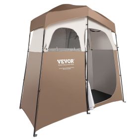 Camping Shower Tent, 83" x 42" x 83" 2 Rooms Oversize Outdoor Portable Shelter, Privacy Tent with Detachable Top, Pockets