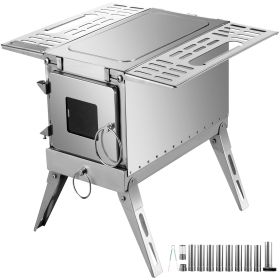 Tent Wood Stove,Outdoor Camping Wood Burning Stove Stainless Steel With Folding Pipe,Portable Wood Stove 90.6'' Height Wood Tent Stove For Camping, T