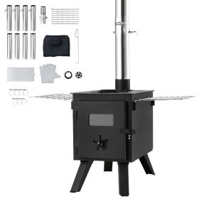 Wood Stove, 86 inch, Alloy Steel Camping Tent Stove, Portable Wood Burning Stove with Chimney Pipes & Gloves, 1400in³Firebox Hot Tent Stove for Outdo