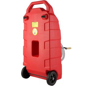 16 Gallon Fuel Caddy, 7.8 L/min, Portable Gas Storage Tank Container with Hand Pump Rubber Wheels
