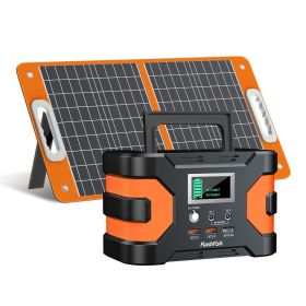 200W Peak Power Station, Flashfish CPAP Battery 166Wh 45000mAh Backup Power Pack  With 60W 18V Portable Solar Panel, FLASHFISH Foldable Solar Cha