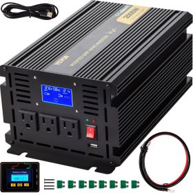 Power Inverter, 2000W Modified Sine Wave Inverter, DC 12V to AC 120V Car Converter, with LCD Display, Remote Controller, LED Indicator