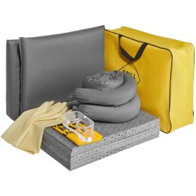 Universal Spill Kit, Spill Control Supplies 43 pcs, Includes 30 Universal Sorbent Pads, 2 Universal Sorbent Socks 3"x4', 2 Disposal Pillows