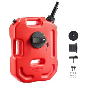 Fuel Container, 2.6 Gallon, Gas Can with Spout and Lockable Bracket, 15 L/min Max Flow Rate, Secure & Leak-proof, Portable Flat Fluid Container for M