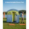 Camping Shower Tent, 2-Room Portable Privacy Tent Changing Room with Shower Bag, Ground Stakes, Ropes, Carry Bag, and Support Poles, 150D Oxford Fabr
