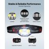 2 Pack Headlamps, Bright LED Rechargeable Headlight, Lightweight Head Flashlight with 12 Lighting Modes & Motion Sensor, Adjustable Headband, Head La