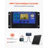 30W 12V Solar Panel Battery Charger, Solar Battery Trickle Charger Maintainer with Intelligent MPPT Controller & Adjustable Mount Bracket, IP67 Water