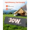 30W Foldable Solar Panel Charger, 16BB N-Type Monocrystalline Solar Panel 24% Efficiency, Ultra-Light Portable with USB-A, USB-A (QC3.0) & Type-C Por