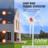 500W Wind Turbine Generator, 24V Wind Turbine Kit, 3-Blade Wind Power Generator with MPPT Controller, Adjustable Windward Direction & 2.5m/s Start Wi