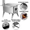 Tent Wood Stove,Outdoor Camping Wood Burning Stove Stainless Steel With Folding Pipe,Portable Wood Stove 90.6'' Height Wood Tent Stove For Camping, T