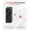 12V 600W Solar Wind Power Kit, 2PCS 100W Solar Panel + 400W Wind Turbine + 12.8V 100Ah LiFePO4 Battery + 1000W Power Inverter + MPPT Hybrid Controlle