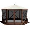 Gazebo Screen Tent, 12 x 12 ft, 6 Sided Pop-up Camping Canopy Shelter Tent with Mesh Windows, Portable Carry Bag, Ground Stakes, Large Outdoor