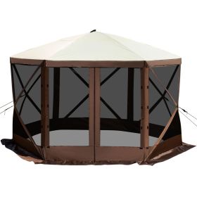 Gazebo Screen Tent, 12 x 12 ft, 6 Sided Pop-up Camping Canopy Shelter Tent with Mesh Windows, Portable Carry Bag, Ground Stakes, Large Outdoor