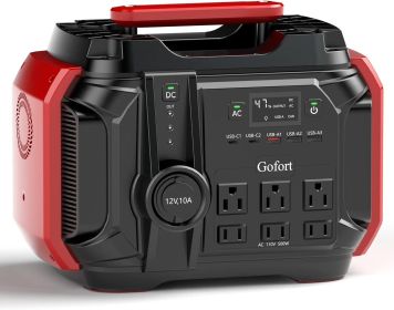 GOFORT Portable Power Station 540Wh/500W(Peak 1000W) 6 x AC 110V Outlets PD 60W Portable Solar Generator CPAP, Emergency Backup Power