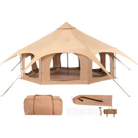 Canvas Tent, 4 Seasons, 16.4 ft Bell Tent, Canvas Tent for Camping with Stove Jack, Breathable Yurt Tent for up to 8 People, Camping Outdoor