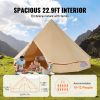 Canvas Bell Tent, 4 Seasons 7 m/22.97 ft Yurt Tent, Canvas Tent for Camping with Stove Jack, Breathable Tent Holds up to 12 People, Camping Outdoor
