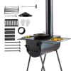 Wood Stove, 118 inch, Alloy Steel Camping Tent Stove, Portable Wood Burning Stove with Chimney Pipes & Gloves, 3000in³ Firebox Hot Stove Outdoor