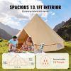 Canvas Bell Tent, 4 Seasons, 13.12 ft Yurt Tent, Canvas Tent for Camping with Stove Jack, Breathable Tent Holds up to 6 People, Camping Outdoor