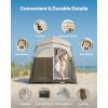 Camping Shower Tent, 2-Room Foldable Portable Privacy Tent Changing Room with Ground Stakes, Ropes, and Carry Bag