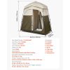 Camping Shower Tent, 2-Room Foldable Portable Privacy Tent Changing Room with Ground Stakes, Ropes, and Carry Bag