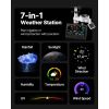 7-in-1 Wi-Fi Weather Station with APP, 7.5-Inch VA Display, Wireless Solar Powered Outdoor Sensor, Rain Gauge, Indoor Outdoor for Weather Forecas