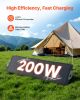 200W Foldable Solar Panel, 24% High-Efficiency Portable Monocrystalline Solar Panel Charger with MC4 Output, USB-A, Type-C & DC Ports