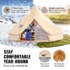 Canvas Bell Tent, 4 Seasons, 13.12 ft Yurt Tent, Canvas Tent for Camping with Stove Jack, Breathable Tent Holds up to 6 People, Camping Outdoor