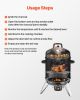 Charcoal Smoker, 16" Vertical Charcoal BBQ Grill, Coated Steel Barbecue Smoker with 2 Grilling Grates, Thermometer, Air Vents & Removable Ash Tra