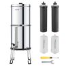 Gravity-fed Water Filter System, 2.25G 304 Stainless-Steel Countertop Filtration System, Reduces Lead and up to 99% of Chlorine