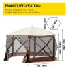Gazebo Screen Tent, 12 x 12 ft, 6 Sided Pop-up Camping Canopy Shelter Tent with Mesh Windows, Portable Carry Bag, Ground Stakes, Large Outdoor
