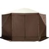 Gazebo Screen Tent, 12 x 12 ft, 6 Sided Pop-up Camping Canopy Shelter Tent with Mesh Windows, Portable Carry Bag, Ground Stakes, Large Outdoor