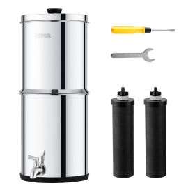 Gravity-fed Water Filter System, 1.5G 304 Stainless-Steel Countertop System, Water Filtration System, Reduces Lead and up to 99% of Chlorine